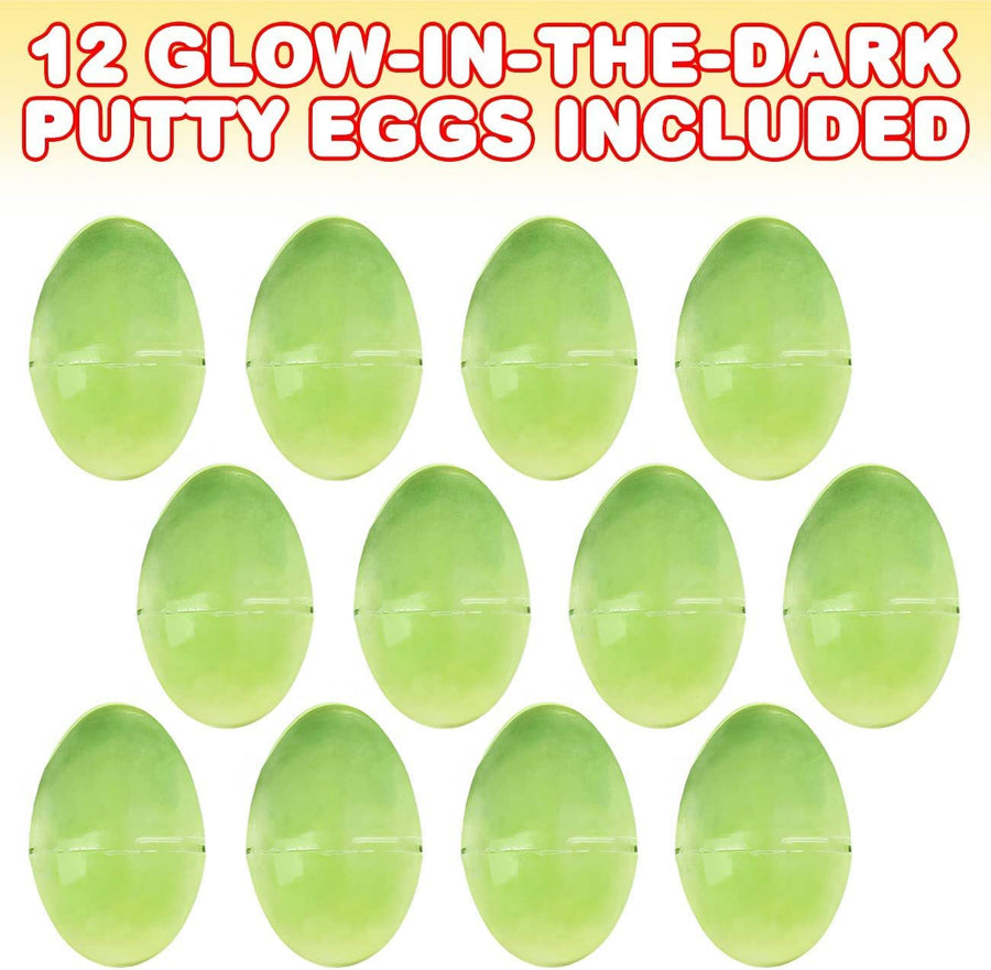 Glow in The Dark Putty Eggs for Kids, Set of 12, Pre Filled Easter Eggs with Glowing Putty Inside, Stress Relief Toys for Kids, Easter Egg Hunt Toys and Easter Goodie Bag Stuffers
