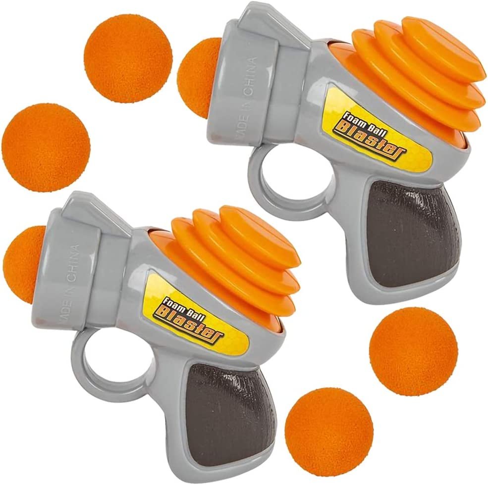 Mini Foam Ball Blasters, Set of 2, Each Set with 1 Air Gun and 3 Foam Balls, Cool Shooting Toys for Kids, Fun Toys for Outdoors, Indoors, Yard, Camping, Best Birthday Gift Idea