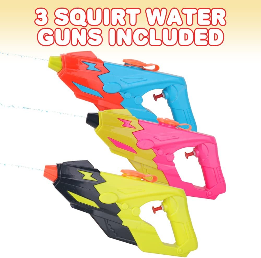 Water Blasters, Set of 3, Water Squirt Guns for Kids in Vibrant Colors, Futuristic Water Shooting Pistols, Toys for Swimming Pool, Beach and Outdoor Summer Fun