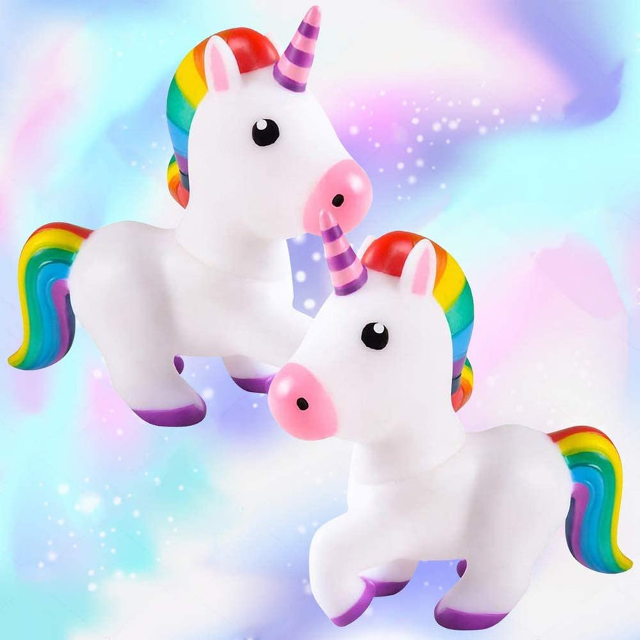 Squeaking Unicorn Bath Tub Toys, Set of 2, 6" Water Floating Squeaky Bathtub Toys for Kids, Toddlers, Safe Rubber, Gift for Boys and Girls, Cute Party Decoration Idea