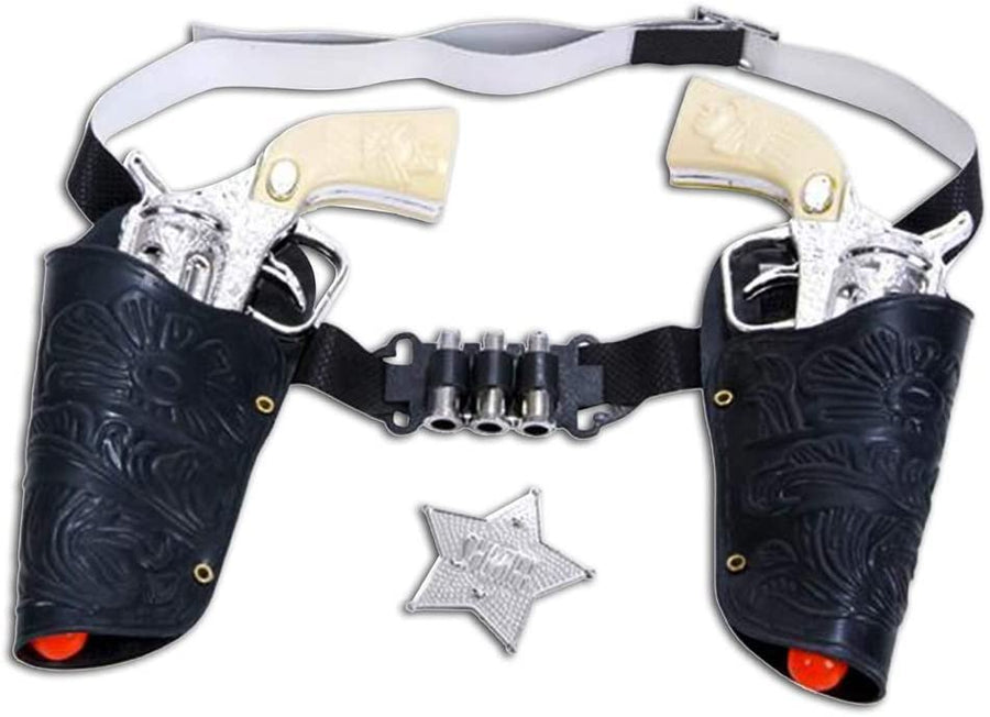 ArtCreativity Old Western Action Belt Set for Kids with 2 Toy Pistols, Sheriff Badge, Gun Holsters, and 3 Play Bullets, Adjustable Cowboy Belt Dress-Up Accessories for Woody, Sheriff, Cowboy Costume