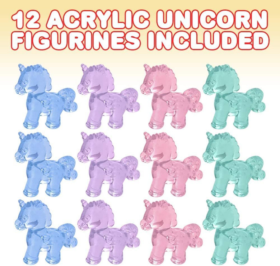 Acrylic Unicorn Cake & Cupcake Toppers, Set of 12, Mini 1.75" Unicorn Figurines, Decorations for Unicorn & Baby Shower Parties, Fun Birthday Party Favors, Goodie Bag Fillers