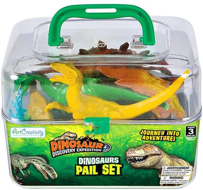 ArtCreativity Dinosaur Playset for Kids, Dinosaur Bucket Set with 20 Pieces Including Dinosaur Figurines and Play Mat, Engaging Dinosaur Toys for Girls and Boys, Dinosaur Birthday Party Supplies