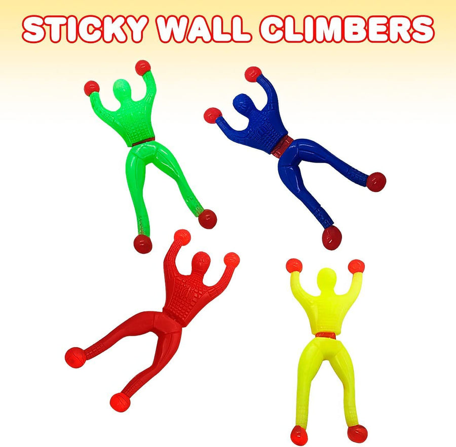 Colorful Sticky Wall Climbers - Pack of 24 - Mountain Climber Figures - Sticky, Slimy, and Rubbery Novelties - Fun Gift for Kids Ages 3+