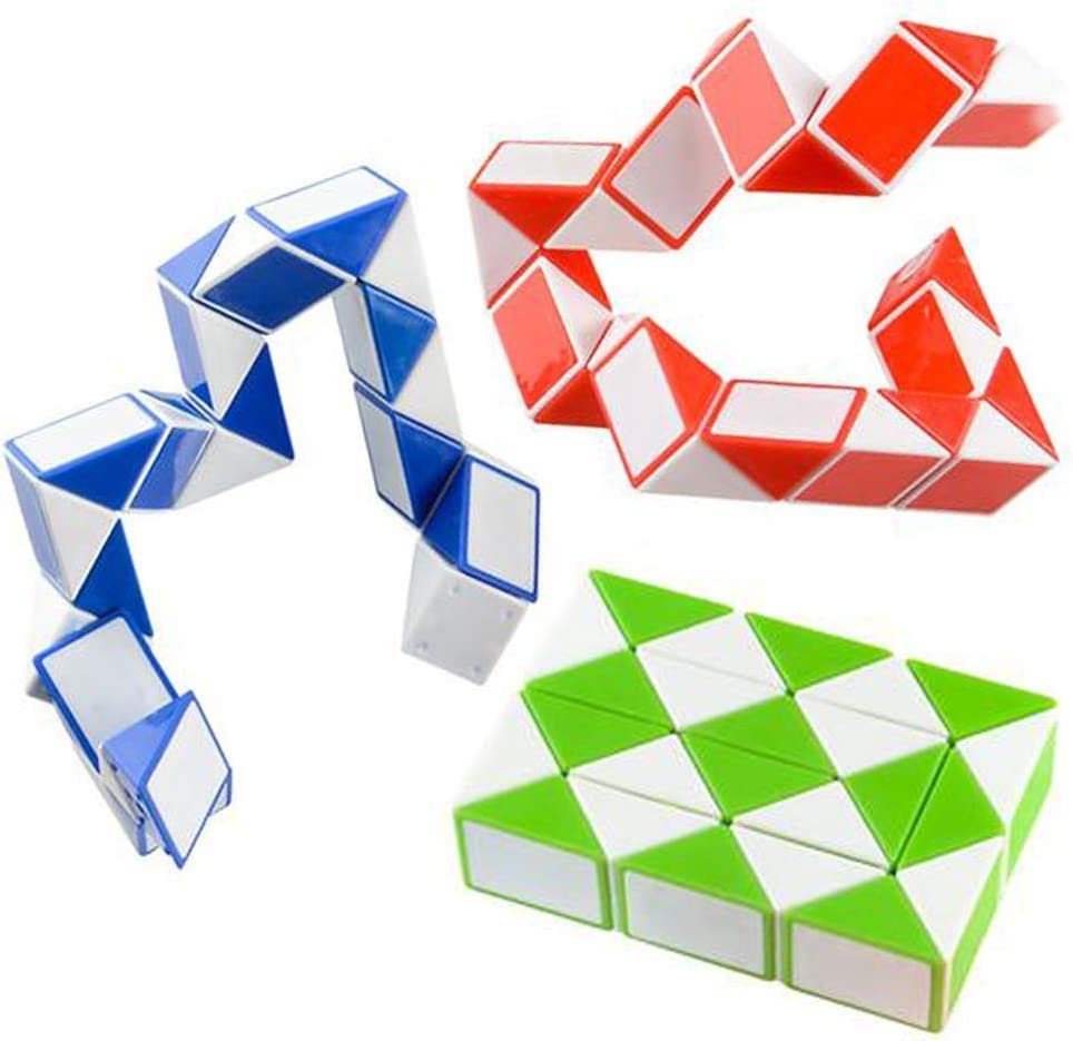 Twist Puzzle Snake, Set of 3, Snake Fidget Cube Twist Puzzles for Kids, Fun Fidget Toys for Children and Adults, Sensory Toys for Autism, Birthday Party Favors, Goodie Bag Fillers