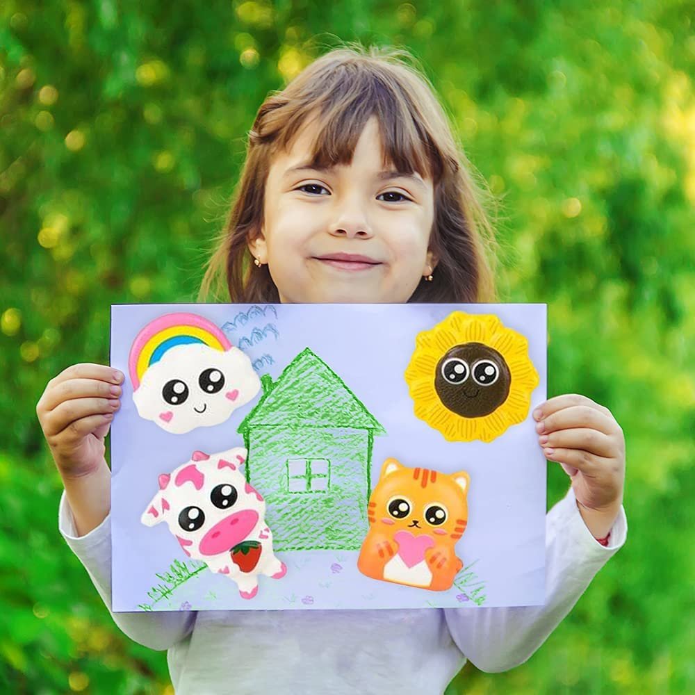 Jumbo Squish Stickers, Set of 12, Slow Rise Kids’ Stickers, Assorted Designs, Children’s Scrapbooking Supplies, Animal Party Favors, for Gift Wrap, Photo Albums, Diary Decorations