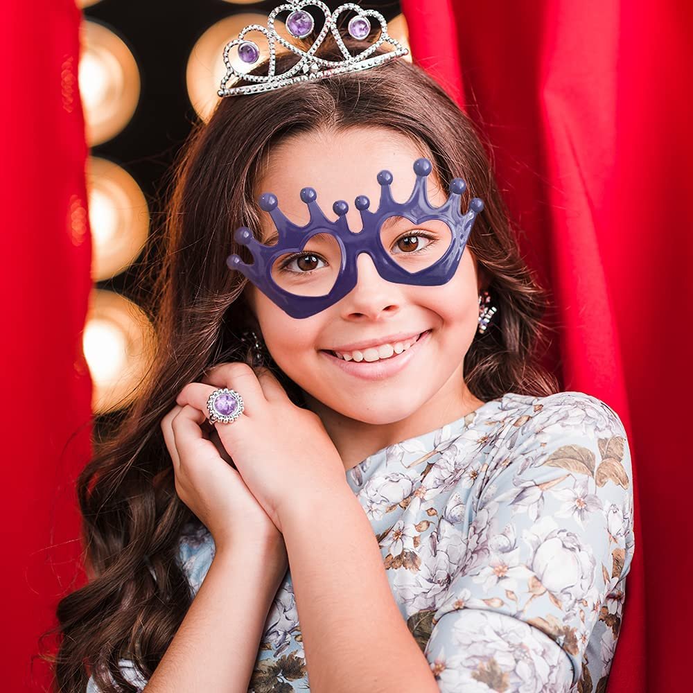 Princess Tiara Glasses, Set of 12, Princess Dress Up Accessories in Purple and Pink, Princess Party Favors for Girls and Boys, Great as Decorations and Pretend Play