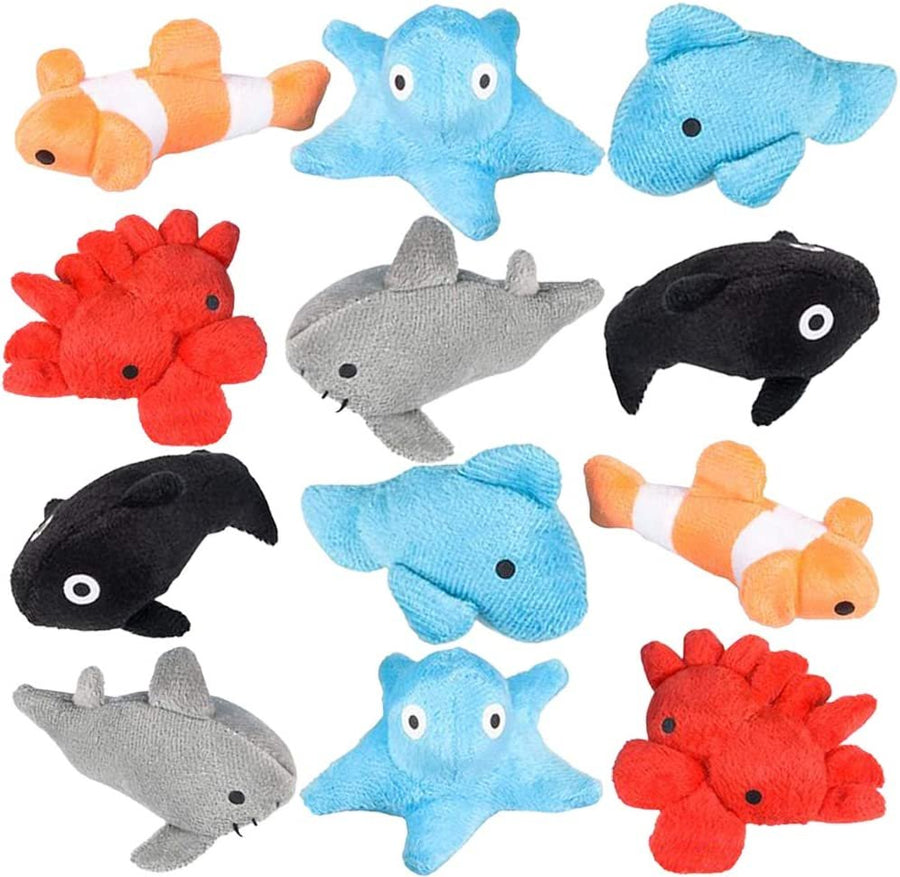Sea Life Plush Toys, Set of 24, Super-Soft Stuffed Animal Toys in Assorted Designs, Aquatic Birthday Party Favors for Kids, Cute Room Decorations, Unique Diaper Cake Toppers