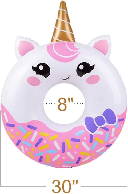ArtCreativity 30 Inch Unicorn Donut Tubes, Set of 2, Colorful Inflatable Donut Tubes with Unicorn Design, Unicorn Birthday Party Decoration Supplies, Durable Water Pool Toys for Kids, Party Favors