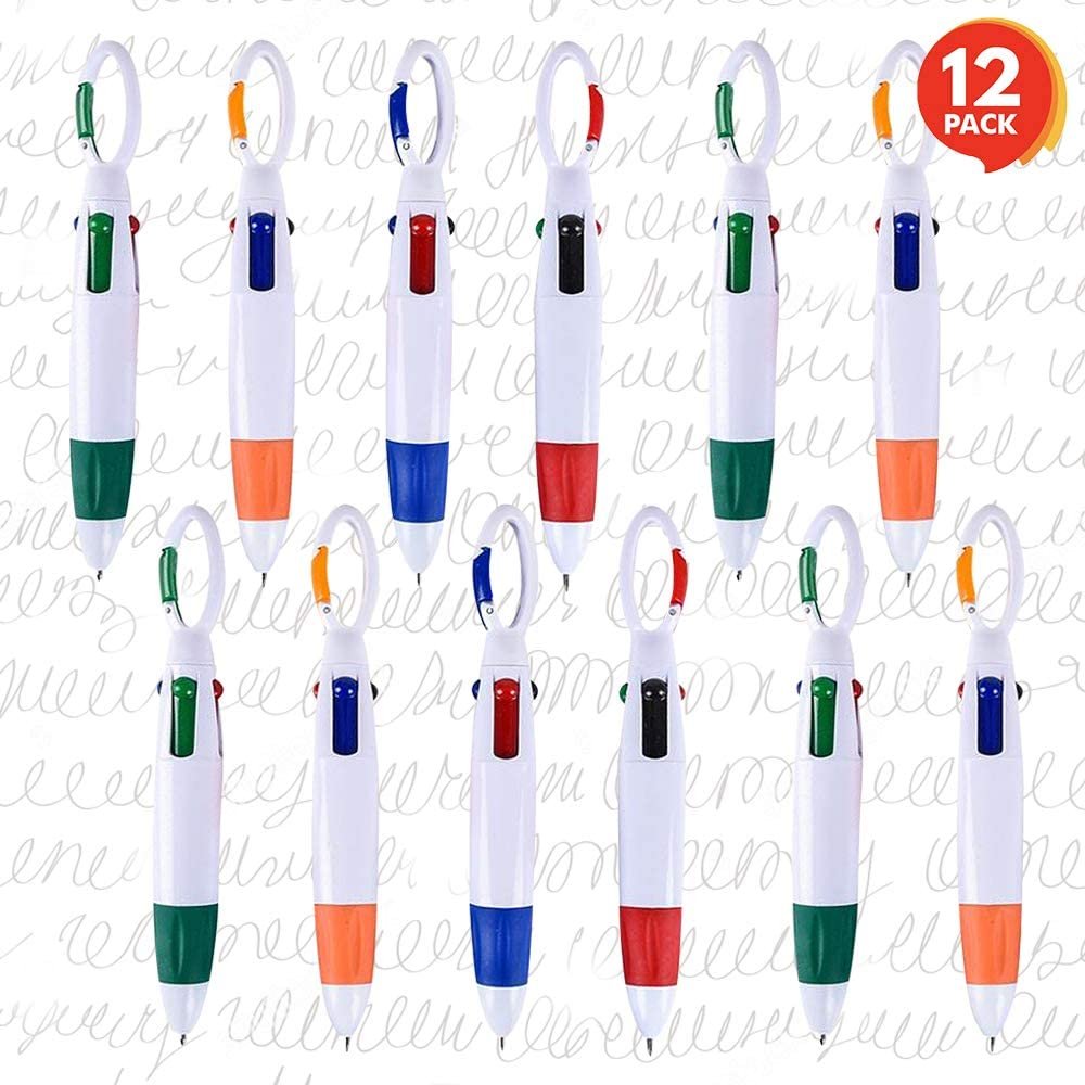 4-in-1 Multicolor Retractable Pen with a Cool Carabiner Hook - Pack of ·  Art Creativity