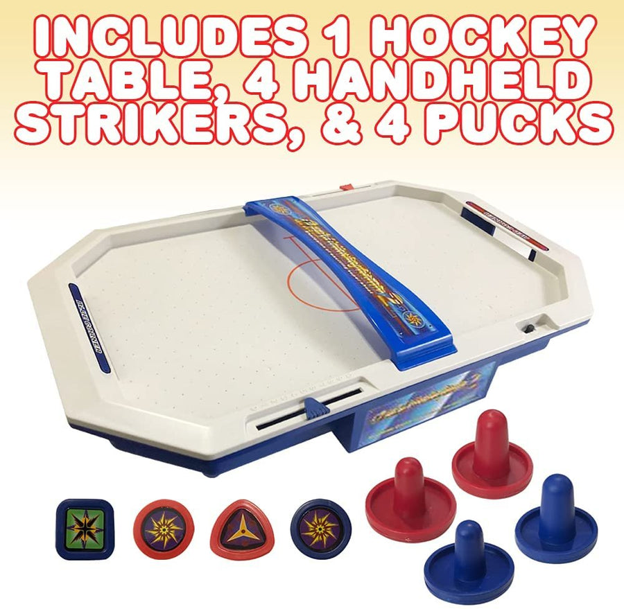 Gamie Crash Air Hockey Game Set for Kids , Mini Air Hockey Table with 4 Handheld Strikers and 4 Pucks, Desktop Sports Game for Hours of Indoor Fun, Great Gift Idea