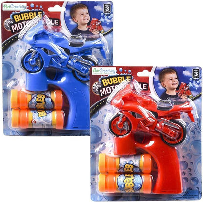 ArtCreativity Motorcycle Bubble Blaster Gun Set with Exciting LED and Sound Effects, Set of 2, Illuminating Bubble Blowers with Bubble Solution and Batteries Included, Great Gift Idea for Kids