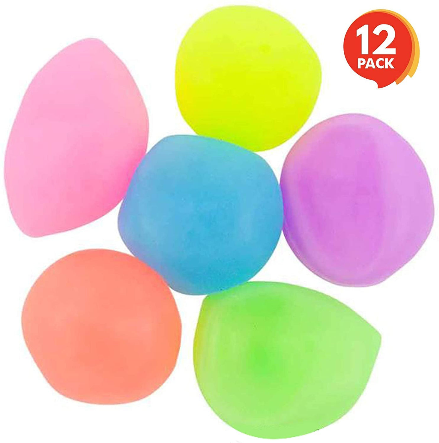 Jelly Balloon Ball Set - 12 Piece - Fun Balloon Balls That Bounce and Stretch - Punch Balloons - Inflation Nozzles Included - Party Favor for Kids, Gift Idea for Boys, Girls - 6 Colors