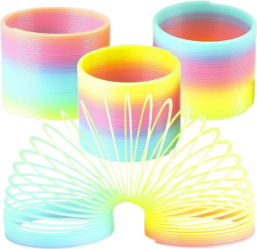 Cool Coil Springs, Set of 4, Fidget Toys for Kids in Rainbow Colors, Great for Desktop Fidgeting, Fun Office Toys for Adults, Classic Birthday Party Favors for Boys and Girls