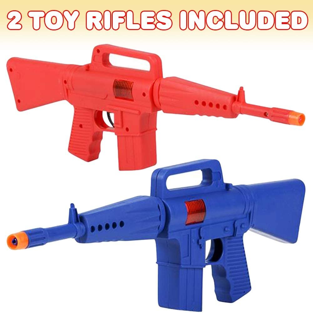 Rifle Toy Gun for Boys and Girls, Set of 2, Pretend Play Toy Rifles with Sound and Sparking Action, No Batteries Needed, Kids’ Action Toys, Best Holiday and Birthday Gift, Red and Blue
