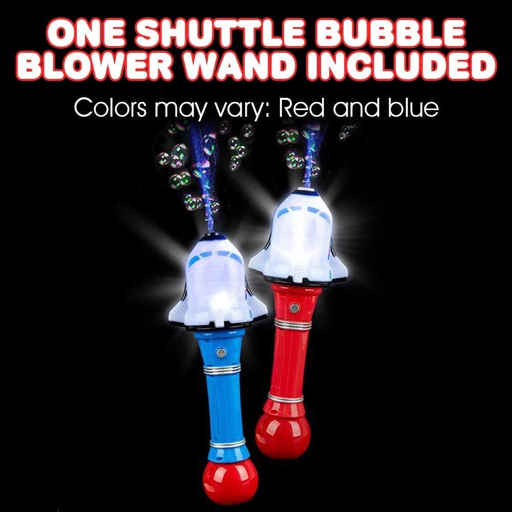 Light Up Shuttle Bubble Blower Wand - 12.5" Illuminating Bubble Blower with Thrilling LED Effects, Batteries and Bubble Fluid Included, Great Gift Idea, Party Favor - Assorted Colors