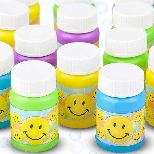 ArtCreativity Smile Face Bubble Bottles for Kids - Set of 24 - Mini Bubble Blower Bottles with Solution - Birthday Party Favors, Goody Bag Fillers, Gift Idea for Boys and Girls