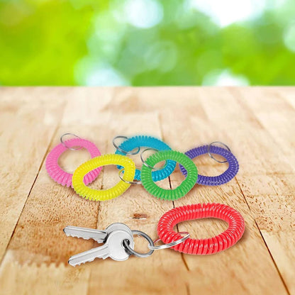 ArtCreativity Spiral Keychains for Kids, Set of 12, Stretchy Coil Spring Keyholders in 6 Different Colors, Double As Wrist Bracelets for Girls and Boys, Party Favors and Goody Bag Fillers