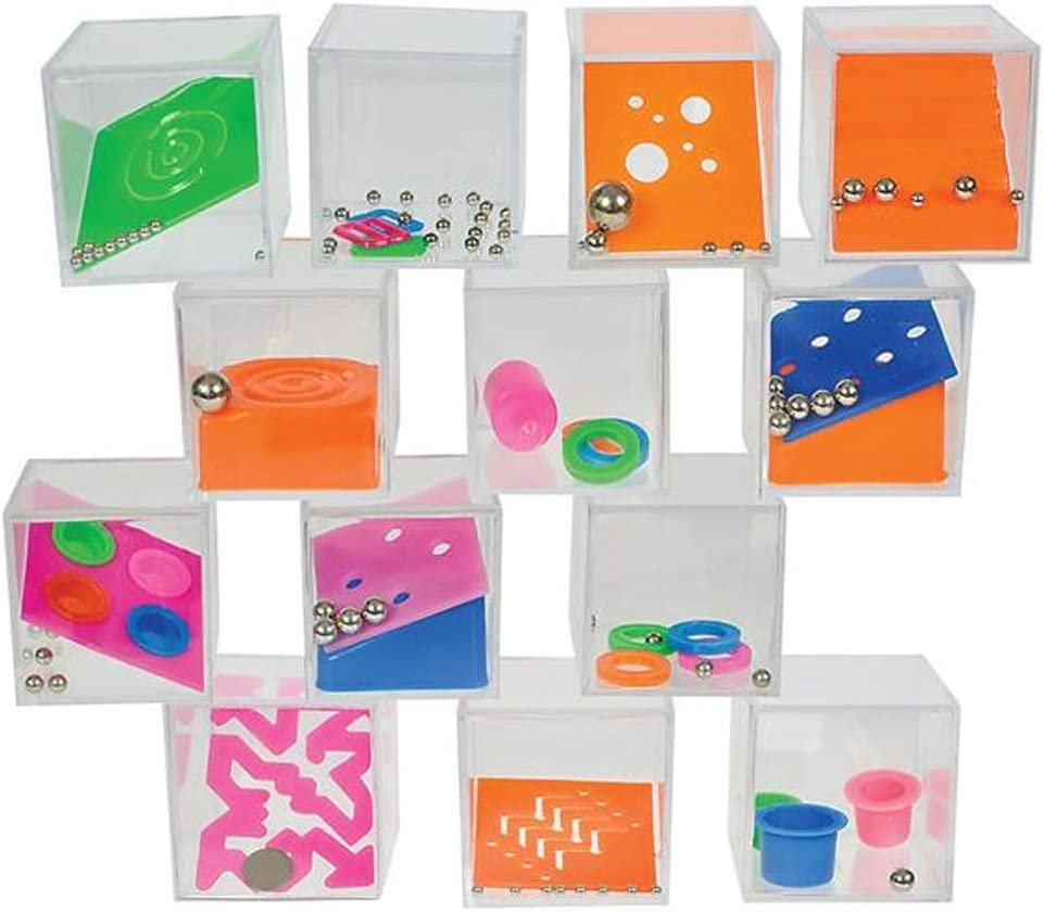 Gamie Brain Teaser Puzzles for Kids, Pack of 12, Mini 1.5 Inch Maze Puzzle Cubes in Assorted Designs, Fun Road Trip Toys, Birthday Party Favors, Stocking Stuffers, Goodie Bag Fillers