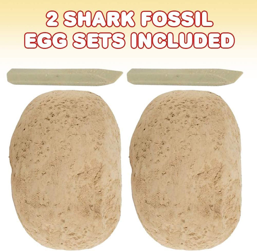 Shark Fossil Egg Dig Kit, Set of 2, Shark Excavation Sets with Digging Tools, Interactive Excavating Toys, Great Birthday Gift Idea, Contest Prize for Boys and Girls