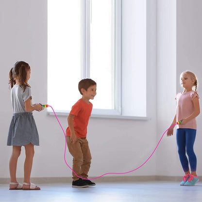 ArtCreativity 82 Inch Rainbow Motif Jump Ropes, Set of 4, Vibrant Jumping Ropes for Kids, Durable Skipping Ropes with Plastic Handles, Great Birthday Party Favors, Goodie Bag Fillers for Boys & Girls