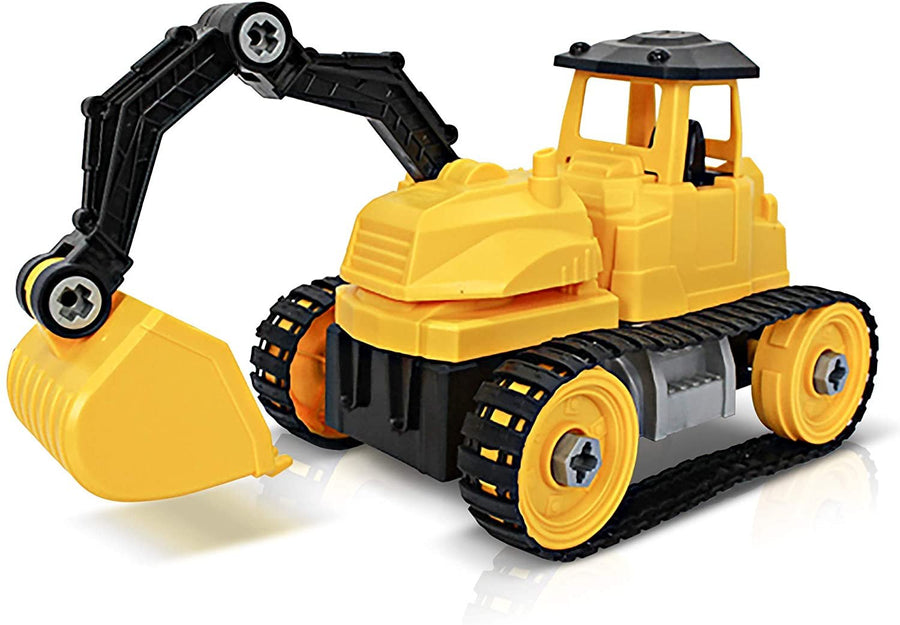 Take Apart Yellow Construction Toy Truck - 43 Pieces with Tools - Large Excavating Backhoe Toy - Perfect Digger Toy and Great Birthday Gift Idea for Boys and Girls Ages 3+