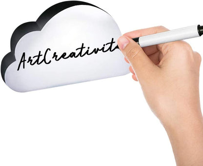 ArtCreativity Light Up Cloud Message Board with Dry Erase Marker, Backlit Tabletop Writing Board for Kids, Unique Room and Office Desk Décor, Battery Operated Night Light for Children