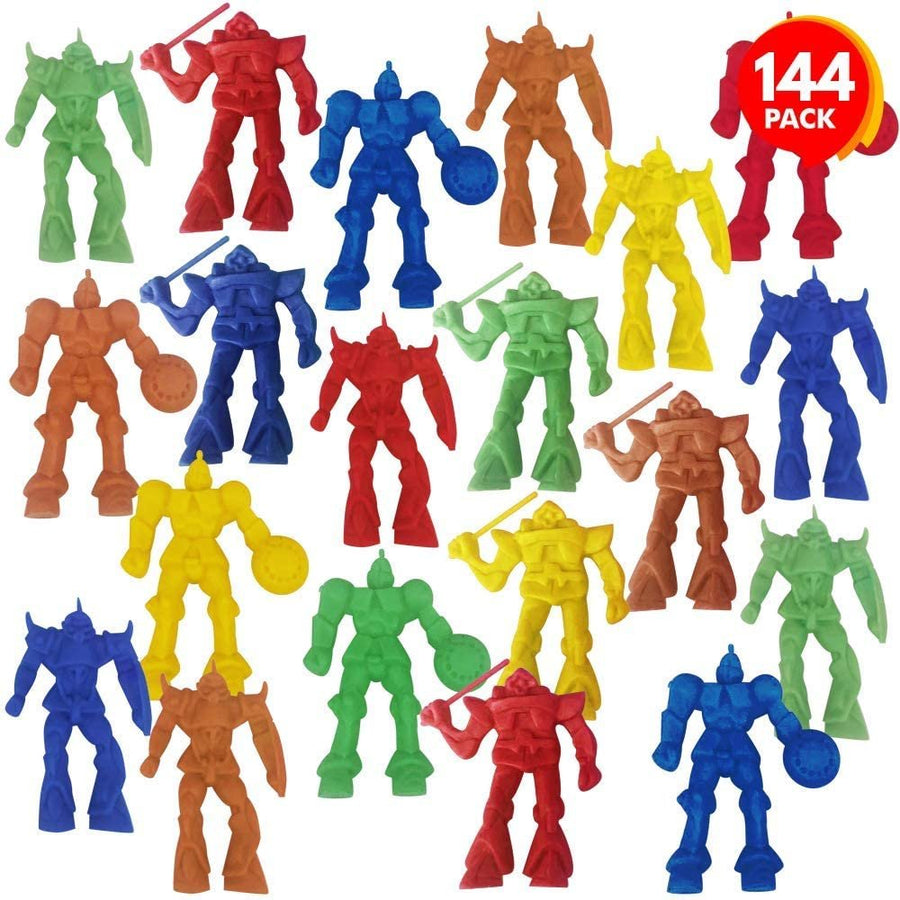 ArtCreativity Mini Robot Action Figurines Assortment, Bulk Pack of 144, Assorted Colors Little Plastic Figures in Assorted Poses, Cool Cupcake Toppers, Goodie Bag Fillers & Party Favors for Kids