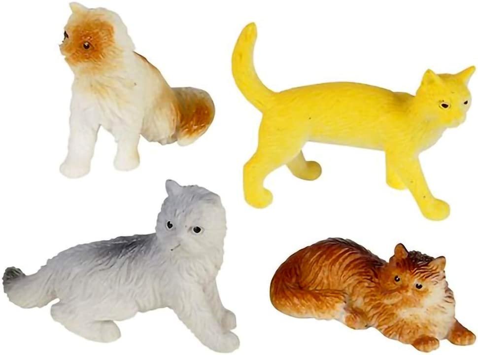 Mini Cat Figurines Set for Kids - Pack of 12 - Assorted 2" Small Cat Figures, Sturdy Plastic Toys, Fun Birthday Party Favors, Great Playset for Boys and Girls Ages 3+