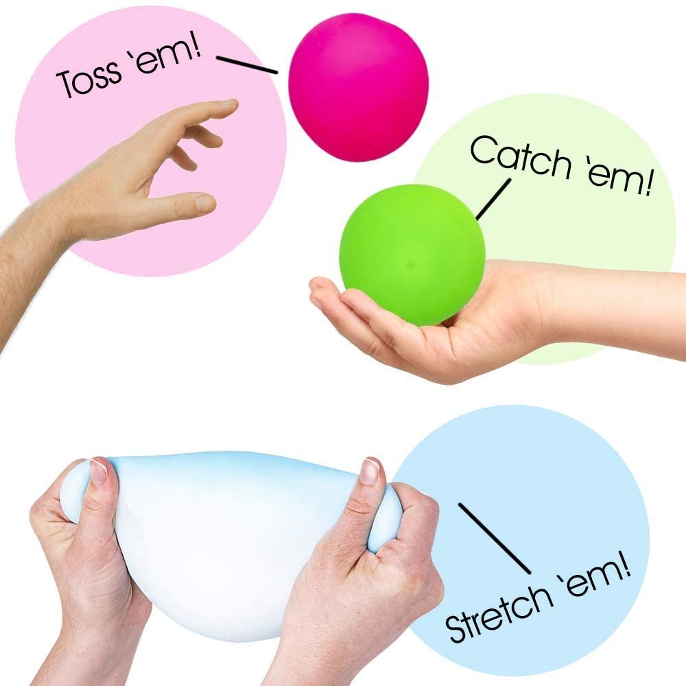 ArtCreativity Stretchy Gummi Balls, Set of 3, Stress Relief Fidget Sensory Toys for Autistic Children, Anxiety, and ADHD, Spongy Squeeze Toy Party Favors, Goodie Bag Fillers for Kids, Colors May Vary