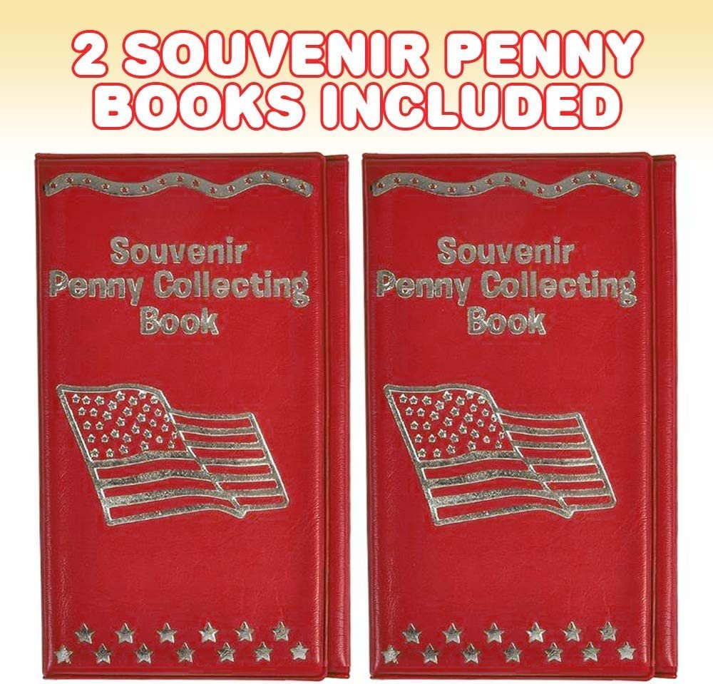 Souvenir Penny Holder Book, Set of 2, Coin Collection Books for Holding 36 Collectible Pennies, Bi-Fold Coin Display and Storage Books, Coin Collector Gift Idea for Kids and Adults