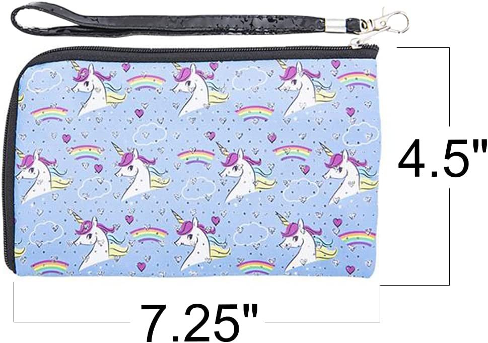 Unicorn Wristlets for Kids, Set of 6, Cute Unicorn Wrist Bags with Strap and Zipper, Unicorn Gifts for Girls, Princess Party Supplies, Birthday Party Favors and Goodie Bag Fillers