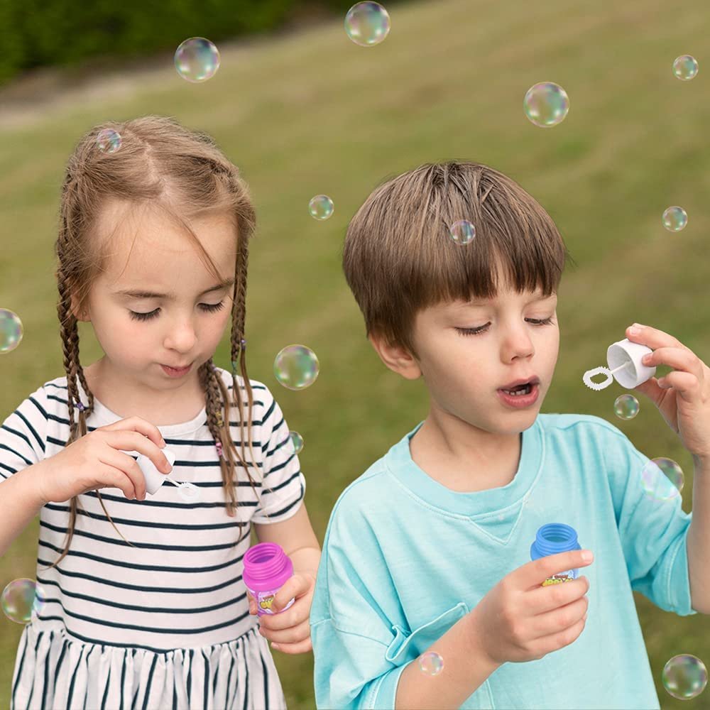 Mini Game Bubble Bottles , Set of 8, Kids Bubble Toys with Mini Game on Cap and Wand Inside, Bubble Maker Bottles for Indoor and Outdoor Play, Goodie Bag Fillers and Stocking Stuffers