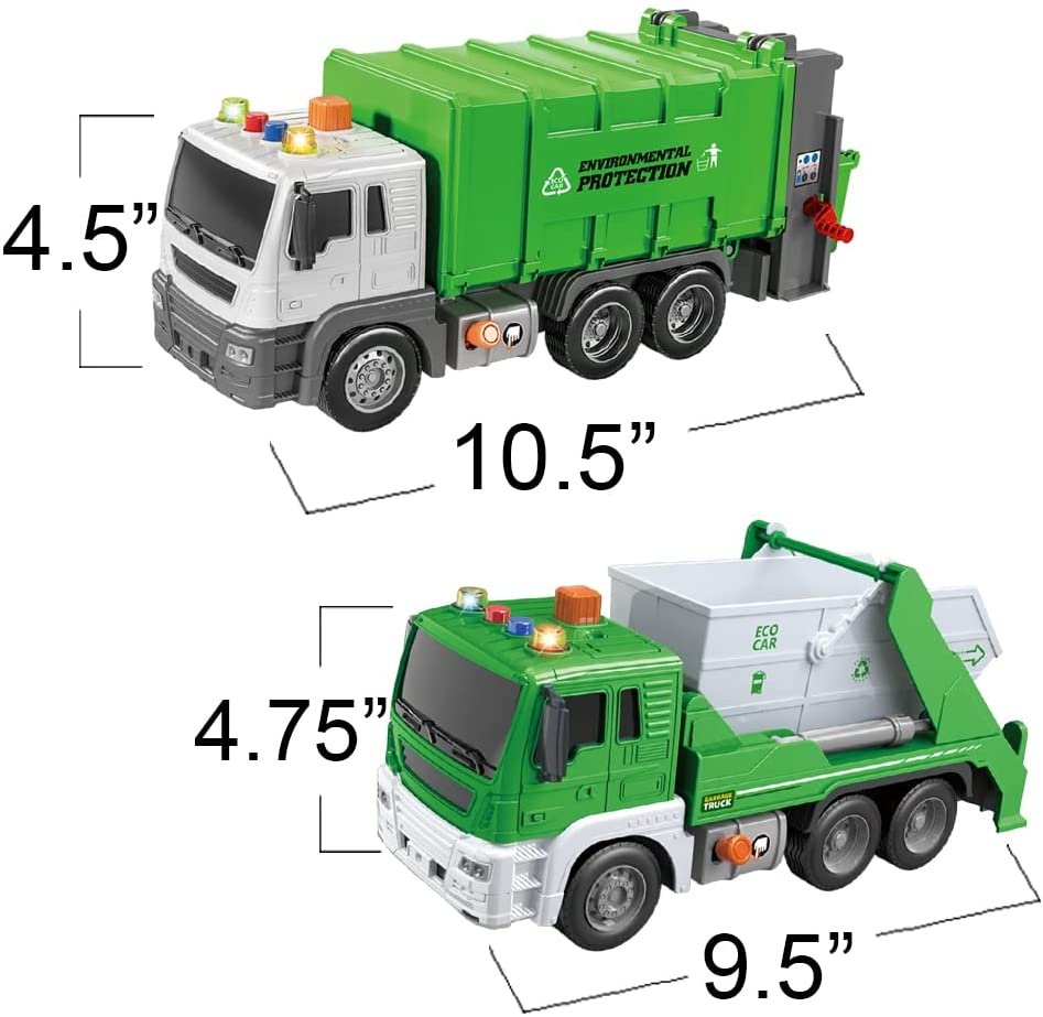 Toy garbage truck that picks store up toys