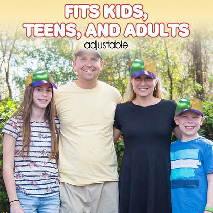 ArtCreativity Iridescent Mardi Gras Baseball Cap for Adults and Kids, Mardi Gras Hat with Gold, Purple, and Green Metallic Colors, Mardi Gras Party Supplies and Costume Accessories