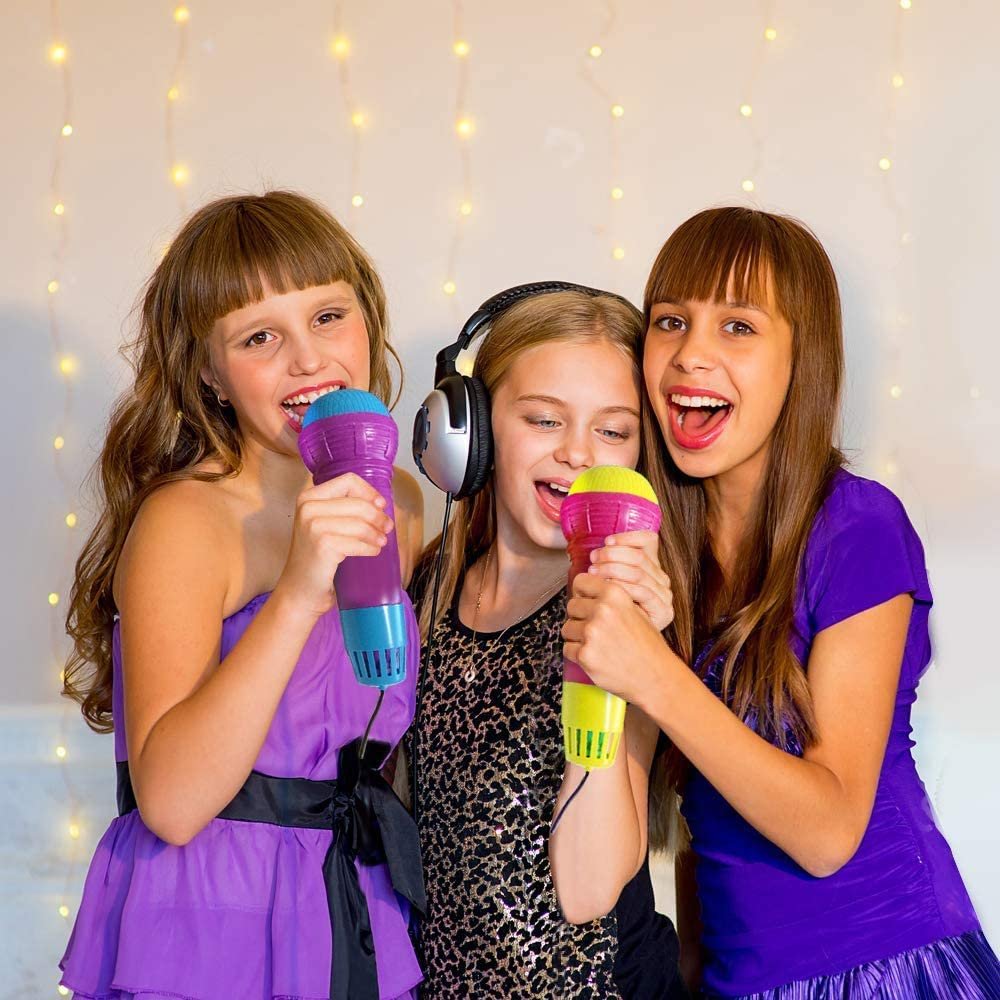 Large Echo Microphones for Kids, Set of 4, Wireless Karaoke Mics, Fun Music Toy for Birthday, Picnic, BBQ, or Party