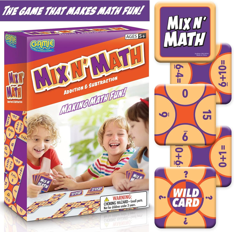 Mix N' Math Card Game for Kids - 130 Cards - Includes Problems, Solutions, & Wild Cards - The Math Games That Makes Learning Math Fun - Educational Math Matching Card Game for Hours of Rewarding Fun