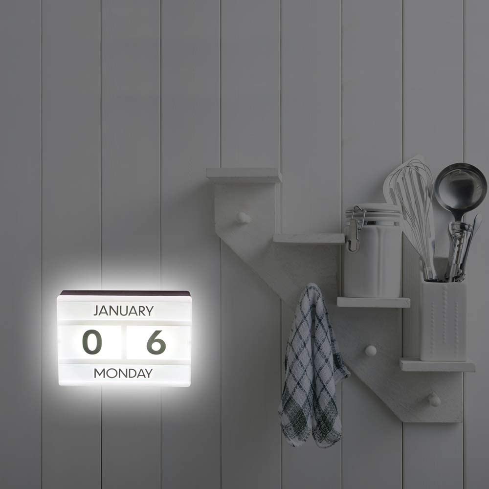 LED Calendar Box, 1 Battery Operated Light-Up Calendar for Bedroom, Kitchen, and Living Room Décor, Unique Decoration Sign for Home, Best Gift Idea for Boys and Girls