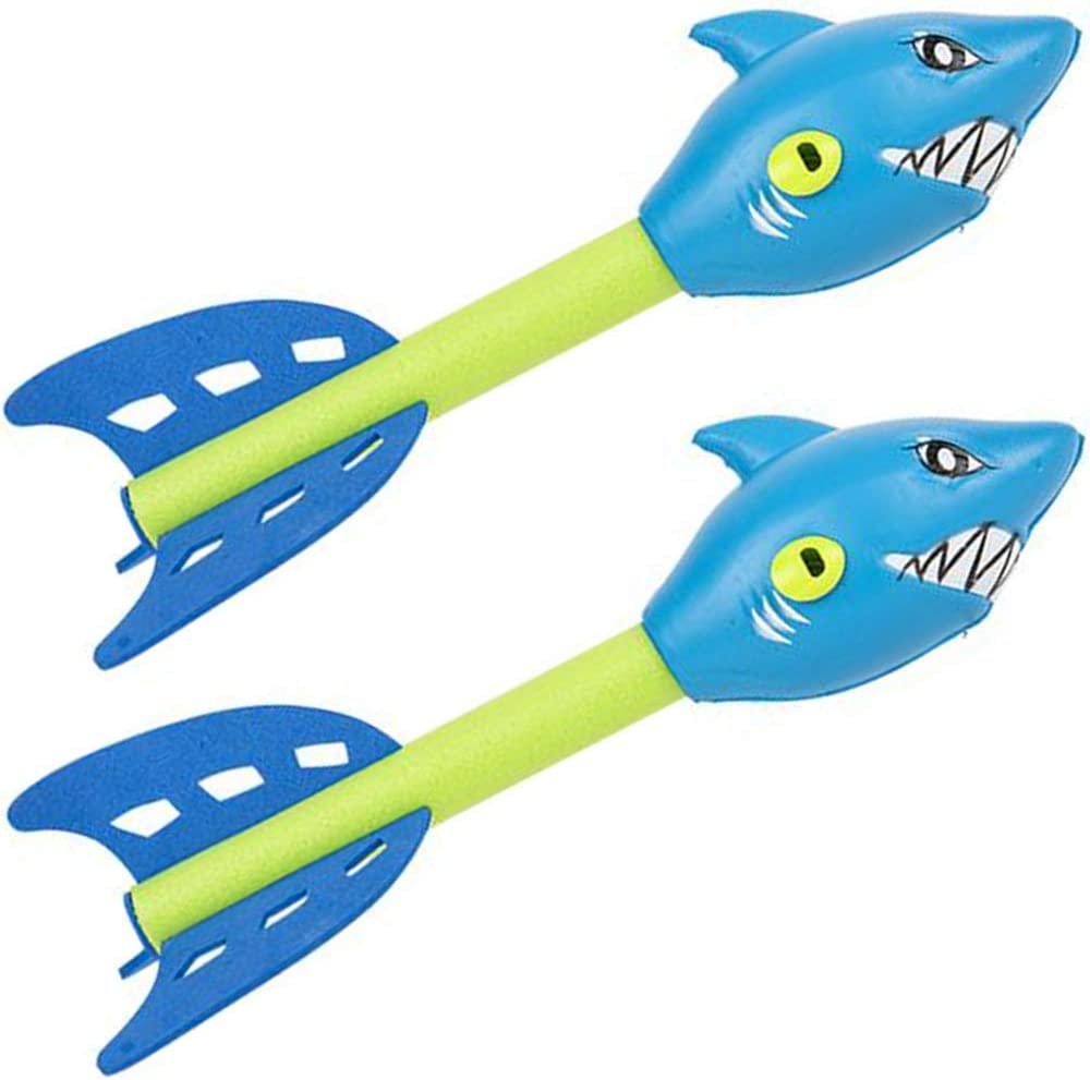 Shark Rockets for Kids, Set of 2, Foam Flying Toys for Boys and Girls with Whistle Sound, Beach, Park, and Backyard Outdoor Fun, Cool Birthday Party Favors, Goodie Bag Fillers