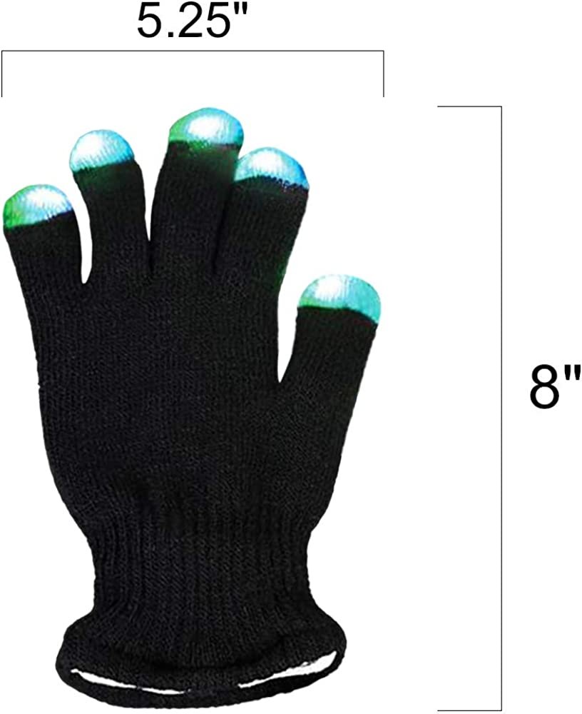 Light Up Gloves for Kids and Adults, 1 Pair, LED Gloves with 6 Flashing Modes, Cool Dance Rave Accessories for Party, Warm and Comfortable Knit Yarn, Best Birthday and Holiday Gift