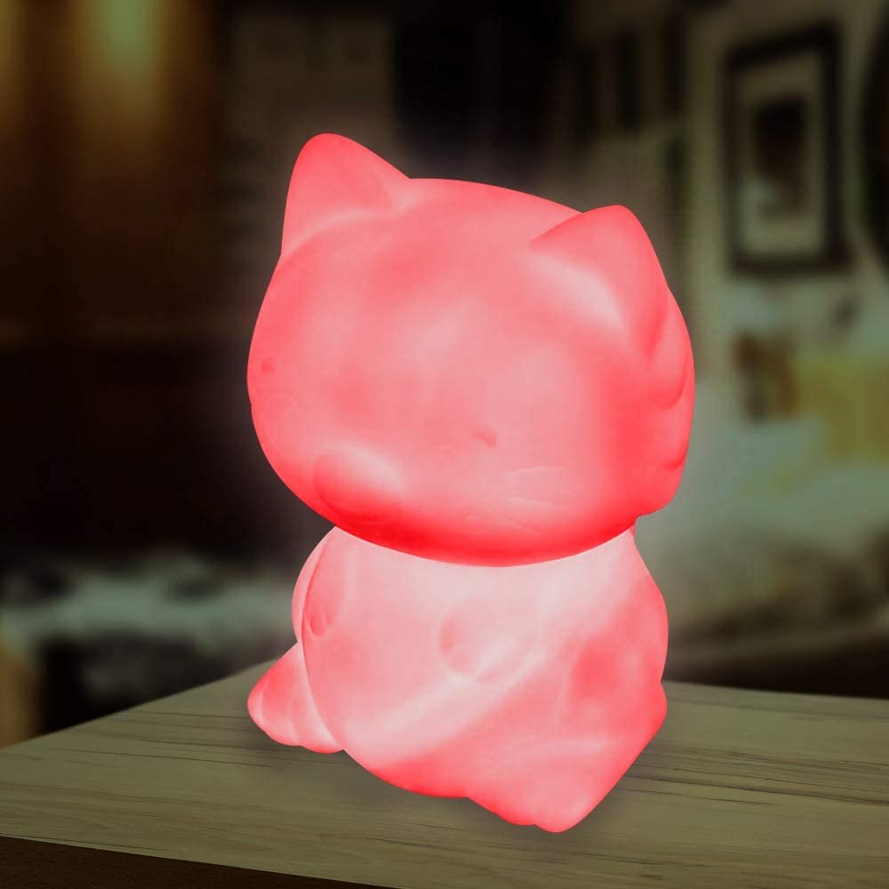 Color Changing Cat LED Lamp, Night Light Cycles Through Awesome Colors, Battery-Operated Decorative Light for Kids, Bedroom Decor Nightlight for Boys and Girls