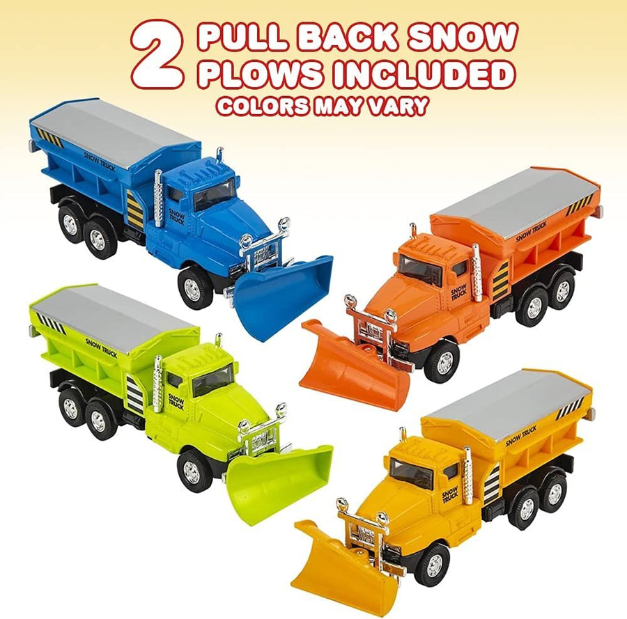 Pull Back Snow Plow Toys, Set of 2, Diecast Metal Kids’ Pullback Toys, Cool Car Toys for Boys and Girls, Snowplow Trucks for Children, Great Gift or Birthday Party Favors