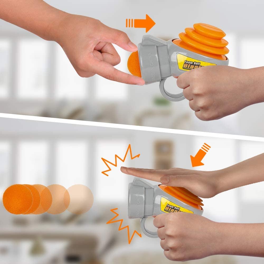 Mini Foam Ball Blasters, Set of 2, Each Set with 1 Air Gun and 3 Foam Balls, Cool Shooting Toys for Kids, Fun Toys for Outdoors, Indoors, Yard, Camping, Best Birthday Gift Idea