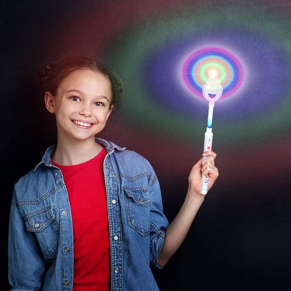 ArtCreativity Light Up White Swivel Spinner Wand, LED Spin Toy For Kid ...