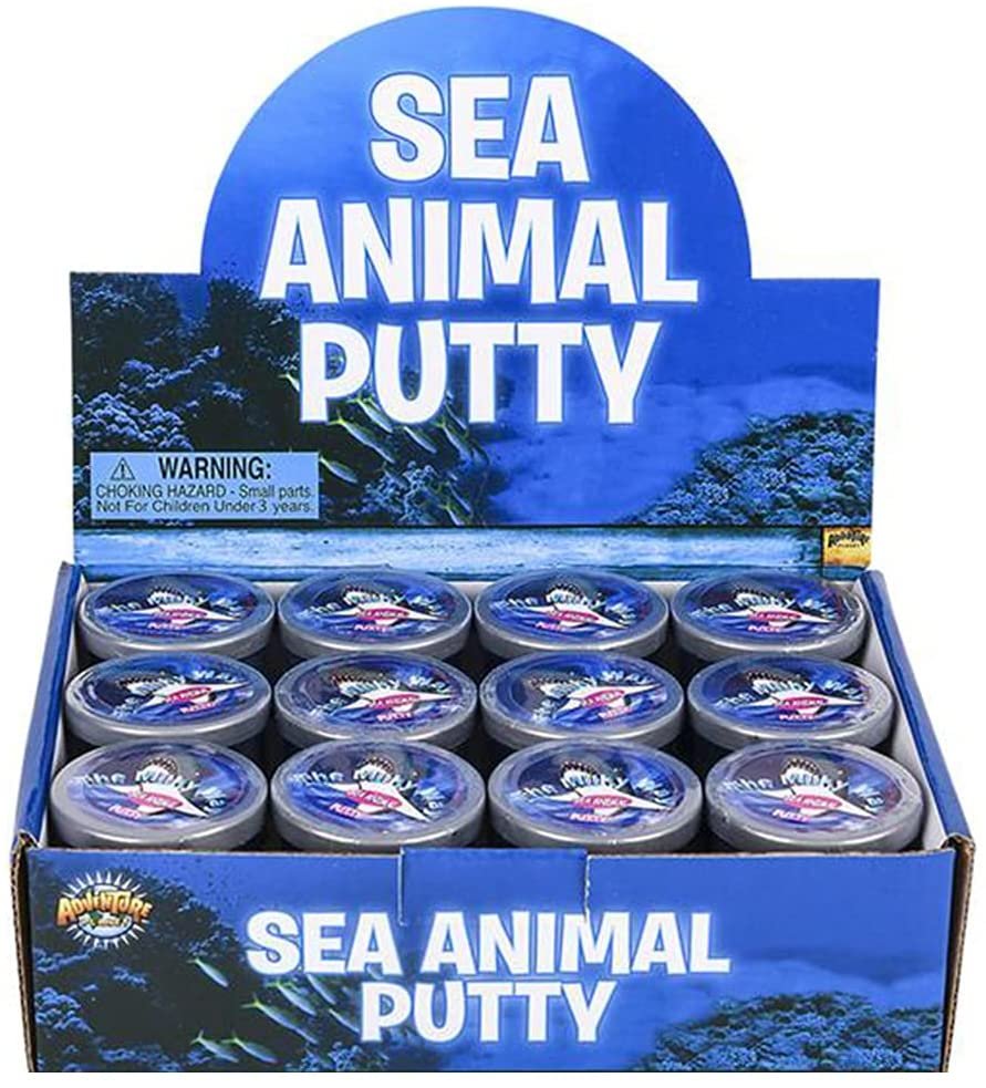 Sea Animal Putty Tubs, Set of 12, Containers of Fun Slime with Aquatic Toys Inside, Fidgeting Toys for Kids and Adults, Sensory Toys for Autism, Squeeze Toys for Children