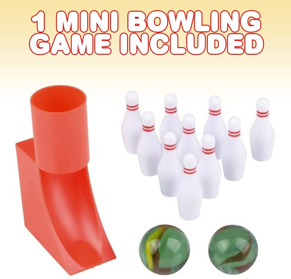 Gamie Mini Bowling Set for Kids, Desktop Bowling Game with Pins, Ramp, and Marble Bowling Balls, Unique Office Desk Toys and Travel Games for Kids and Adults, Great Bowling Gift Idea
