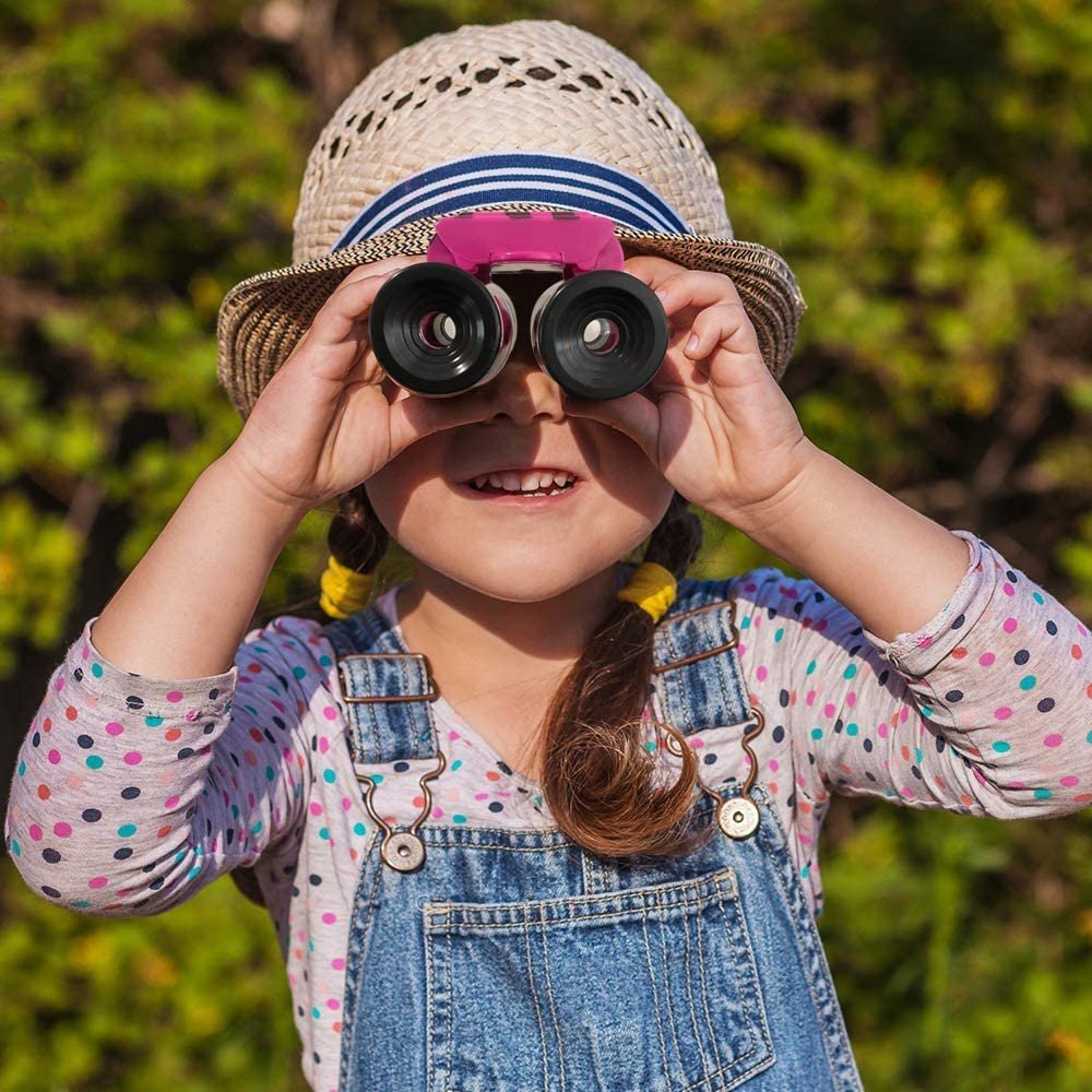 Pink Zebra Print Binoculars for Kids, Fully Functional Kids’ Toy Binoculars with Adjustable Focus and Neck Strap, Binoculars for Bird Watching and Camping, Great Gift Idea