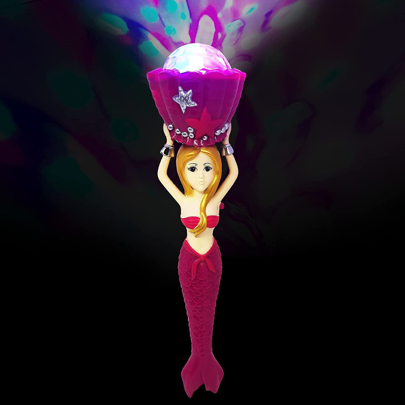 Light Up Mermaid Wand with Sounds, 11.75" Toy Wand with Spinning LEDs and Sound Effects, Batteries Included, Great Mermaid Gift Idea for Boys and Girls, Fun Birthday Party Favor