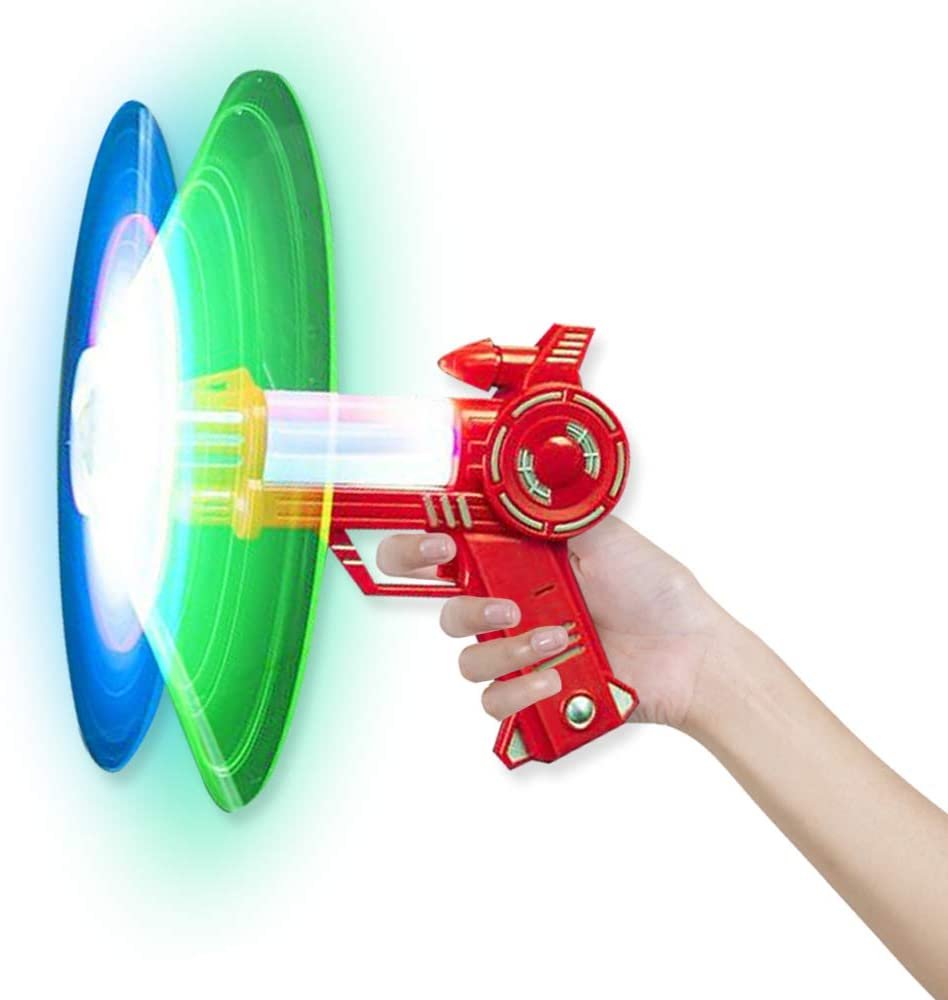 ArtCreativity Space Blaster Spinners, Set of 2, Toy Guns for Kids with Spinning Action, LEDs, and Sound, Batteries Included, Fun Light Up Toys for Boys and Girls, Great Birthday