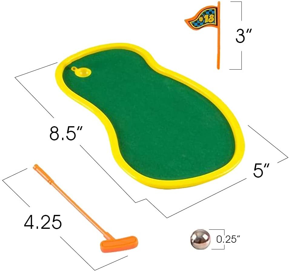 Mini Golf Playset, Set of 2, Golf Toys for Kids and Adults with 2 Putters, 3 Balls, 1 Flag Stick, and 1 Bordered Green Per Set, Office Desk Decorations and Desktop Games